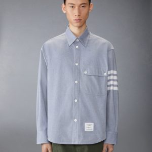 WOVEN FLANNEL 4-BAR OVERSIZED SHIRT