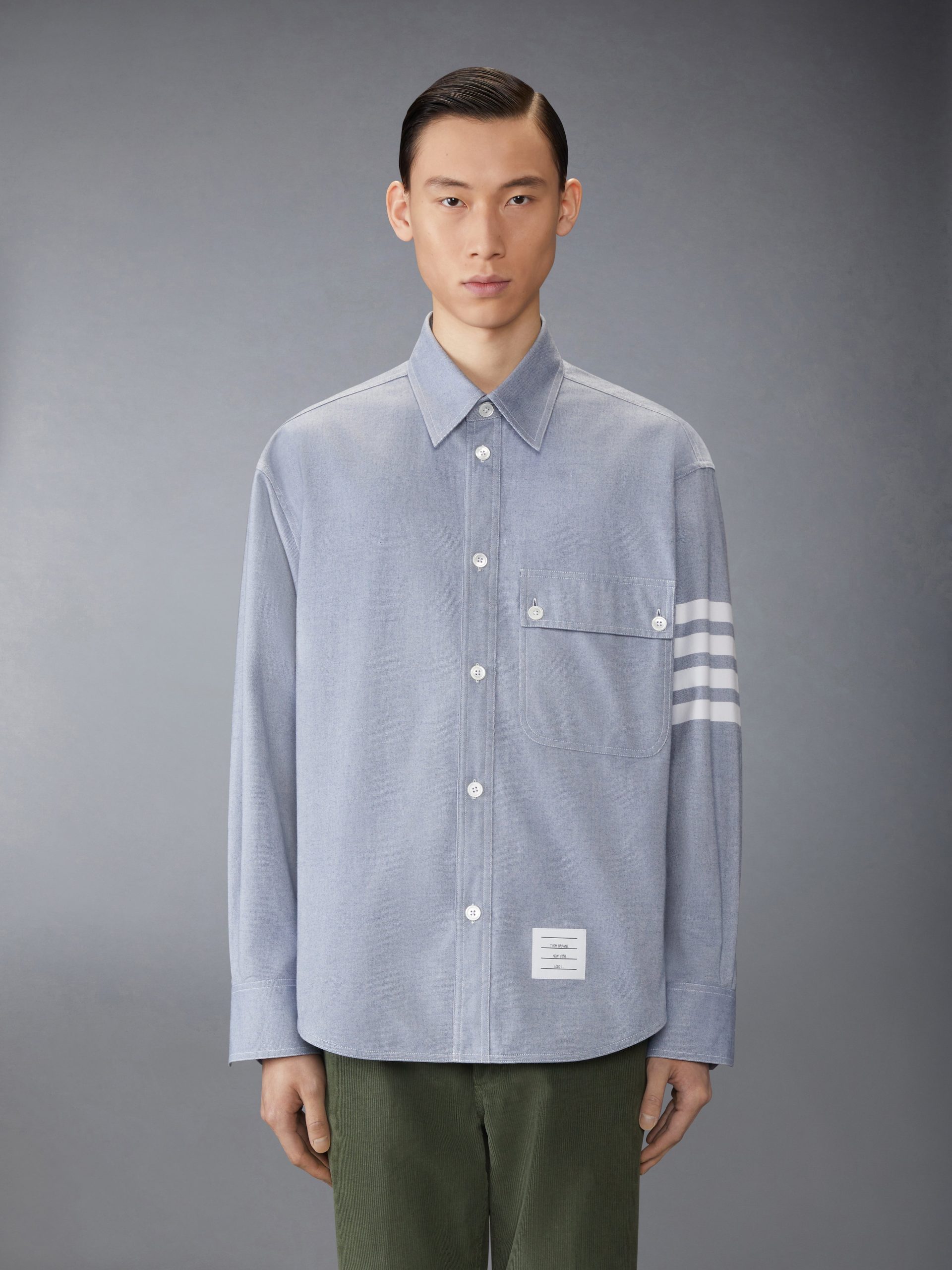 WOVEN FLANNEL 4-BAR OVERSIZED SHIRT