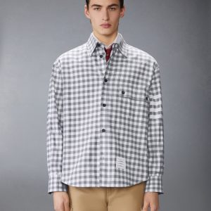 GINGHAM CHECK FLANNEL 4-BAR OVERSIZED SHIRT