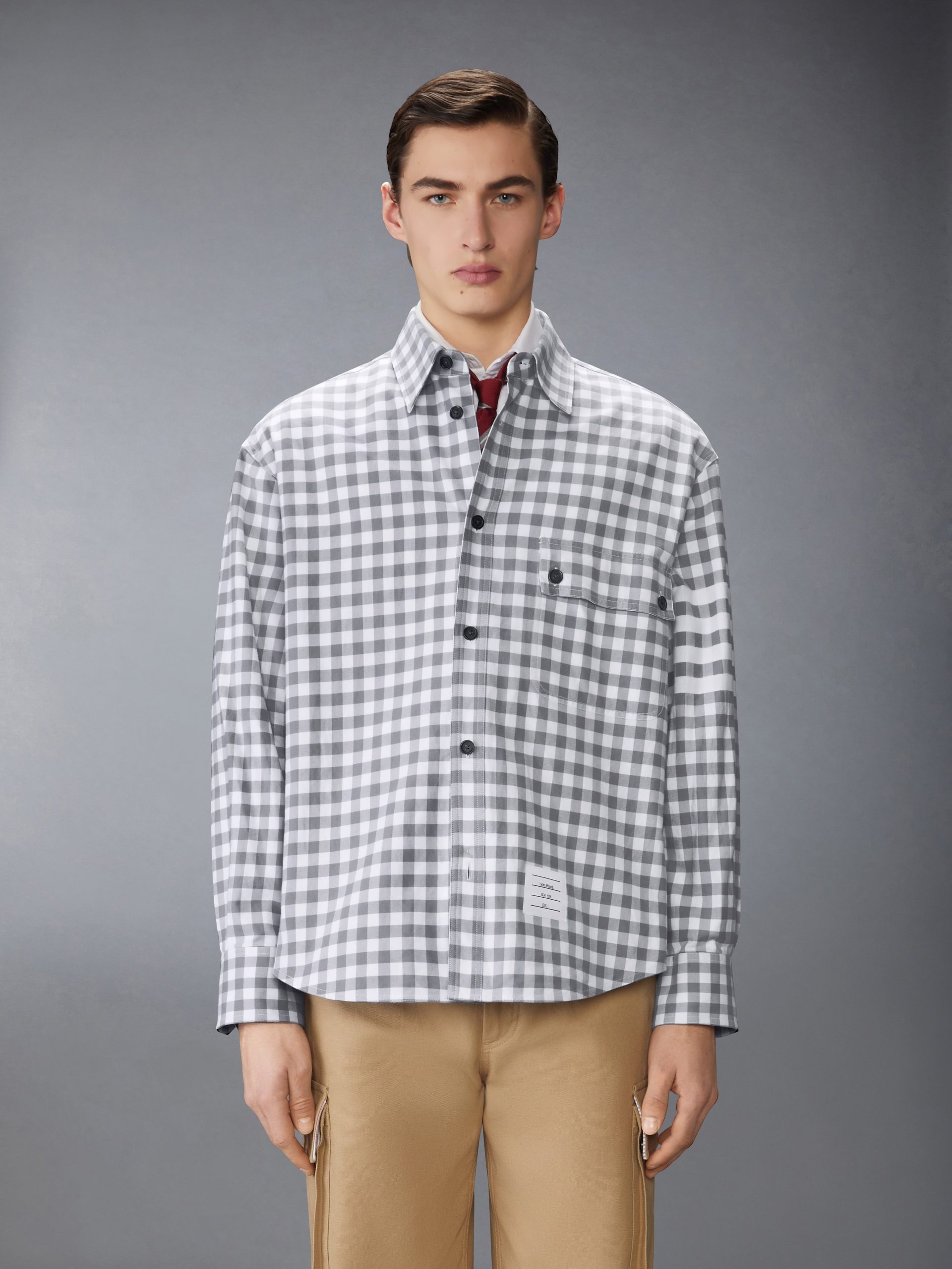 GINGHAM CHECK FLANNEL 4-BAR OVERSIZED SHIRT