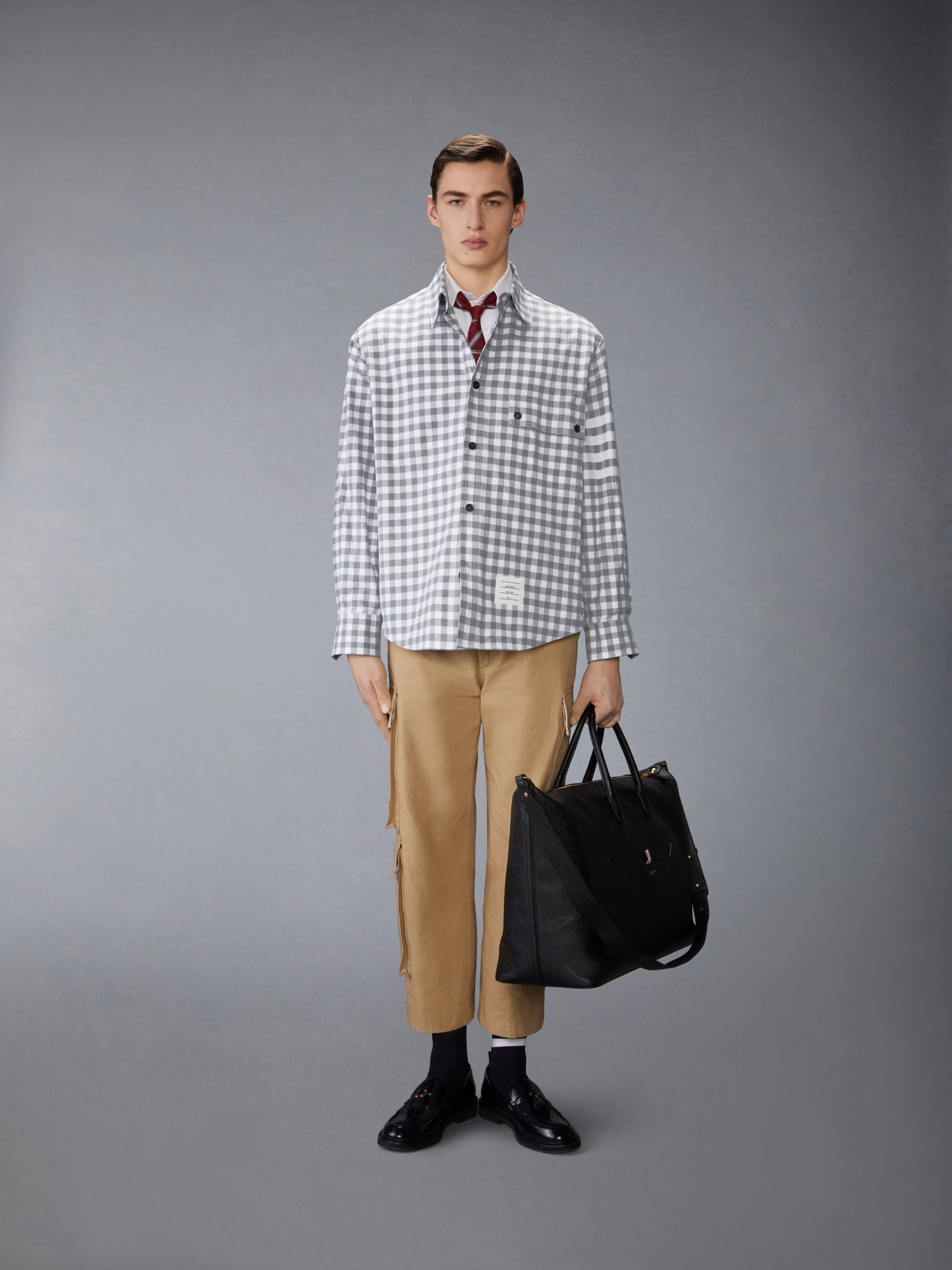 GINGHAM CHECK FLANNEL 4-BAR OVERSIZED SHIRT - Image 3
