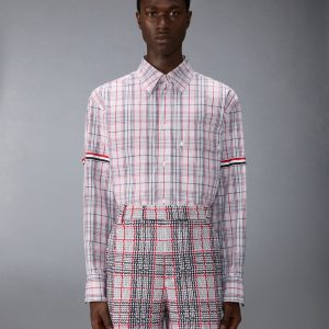 PLAID CHECK POPLIN ARMBAND OVERSIZED SHIRT