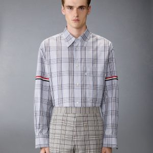 PLAID CHECK POPLIN ARMBAND OVERSIZED SHIRT