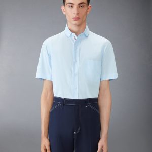 POPLIN ROUND COLLAR SHORT SLEEVE SHIRT