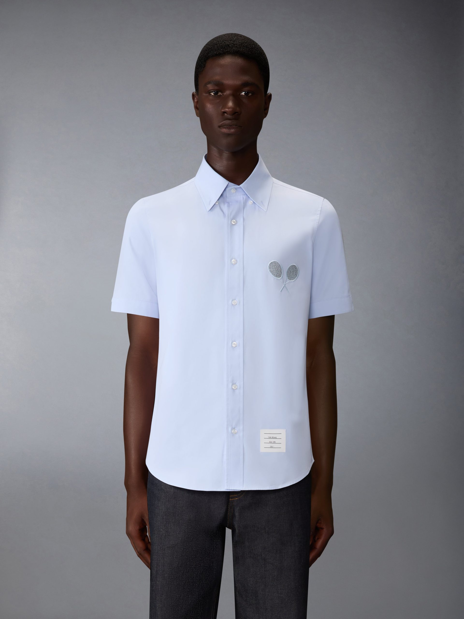 SOLID POPLIN TENNIS RACQUET EMBROIDERY SHORT SLEEVE SHIRT - Image 2