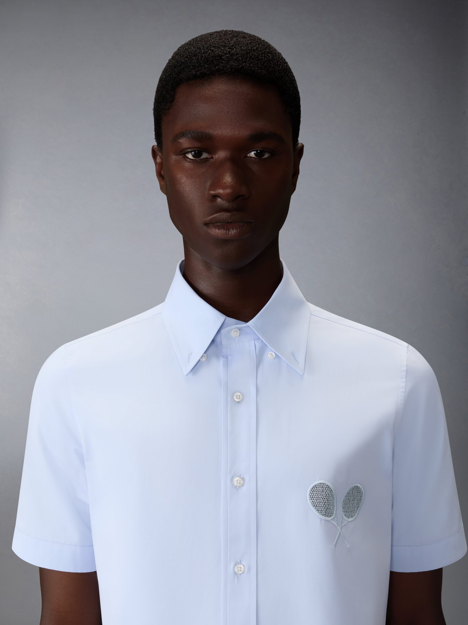 SOLID POPLIN TENNIS RACQUET EMBROIDERY SHORT SLEEVE SHIRT - Image 6