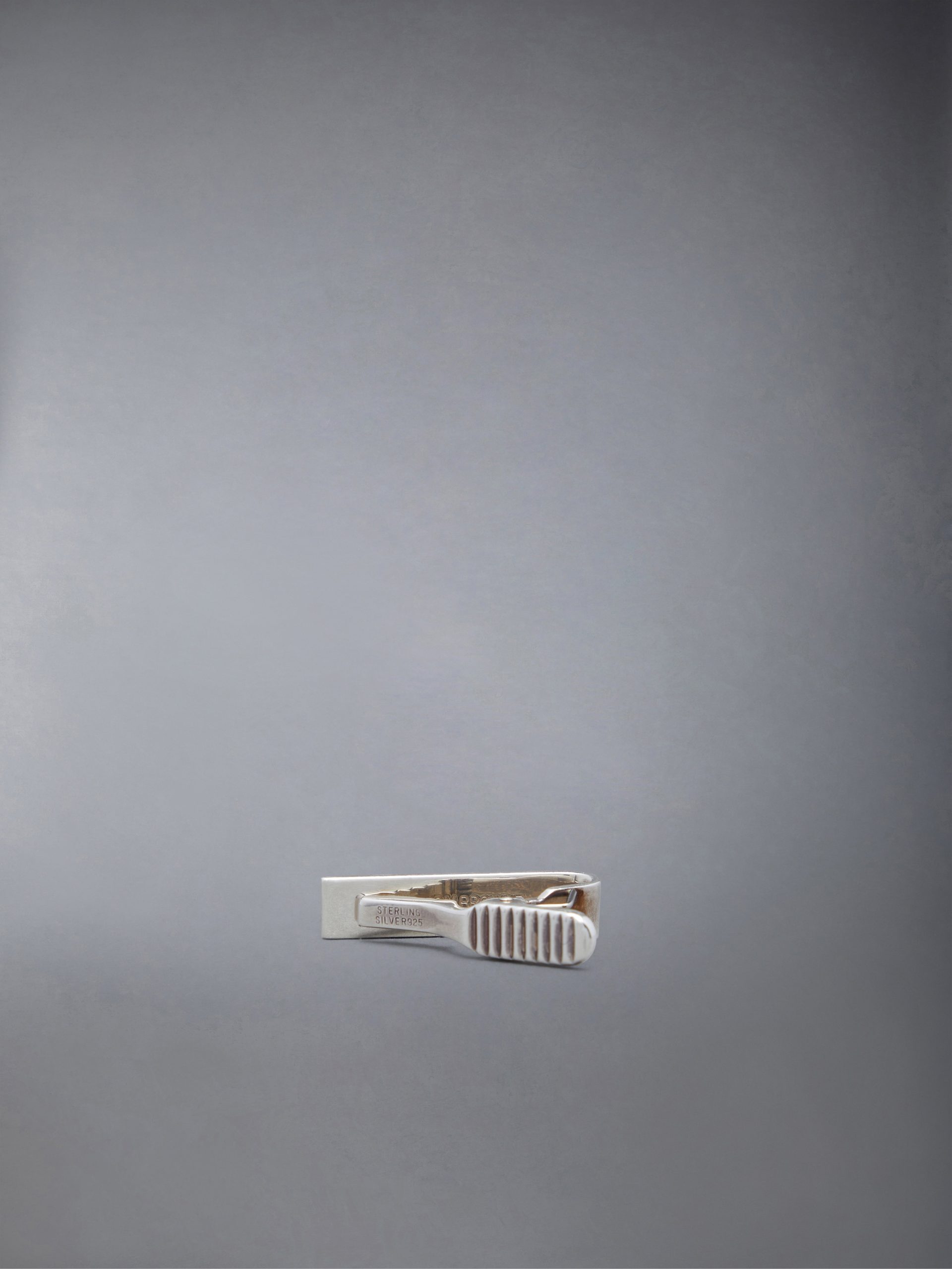 SILVER ENAMEL STRIPE SHORT TIE BAR - Image 3