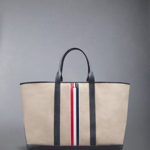RWB STRIPE OVERSIZED TOOL TOTE IN SALT AND PEPPER COTTON CANVAS