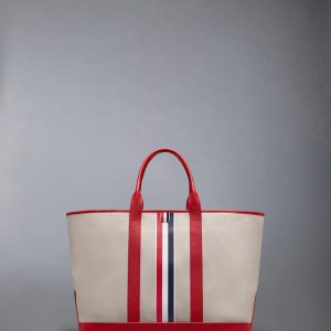RWB STRIPE MEDIUM TOOL TOTE IN SALT AND PEPPER COTTON CANVAS