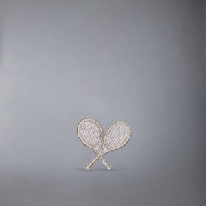 PEARL AND BULLION EMBROIDERY TENNIS RACQUET BROOCH