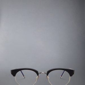 ACETATE AND TITANIUM OVAL EYEGLASSES