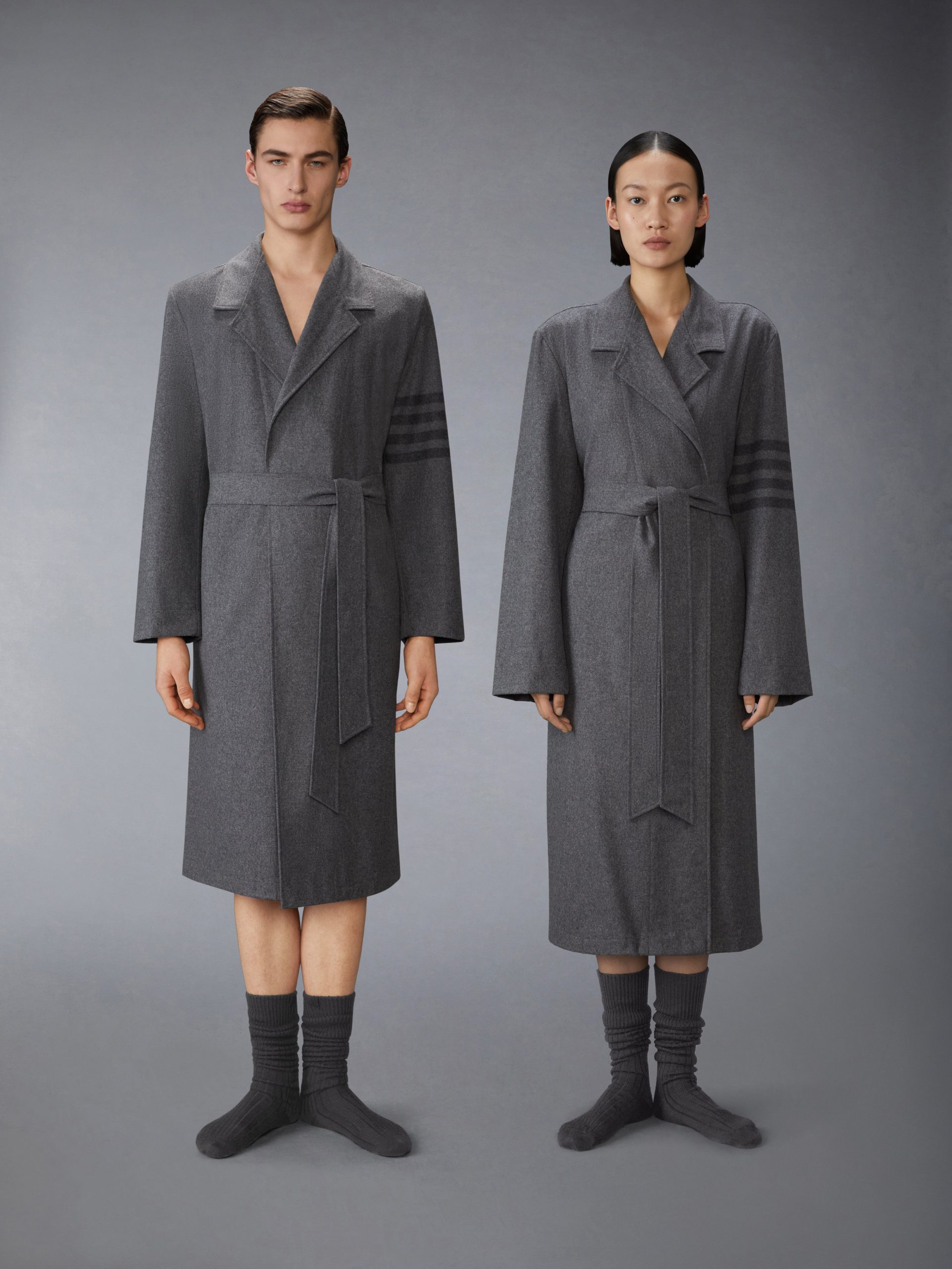 CASHMERE WOOL 4-BAR DRESSING GOWN - Image 2