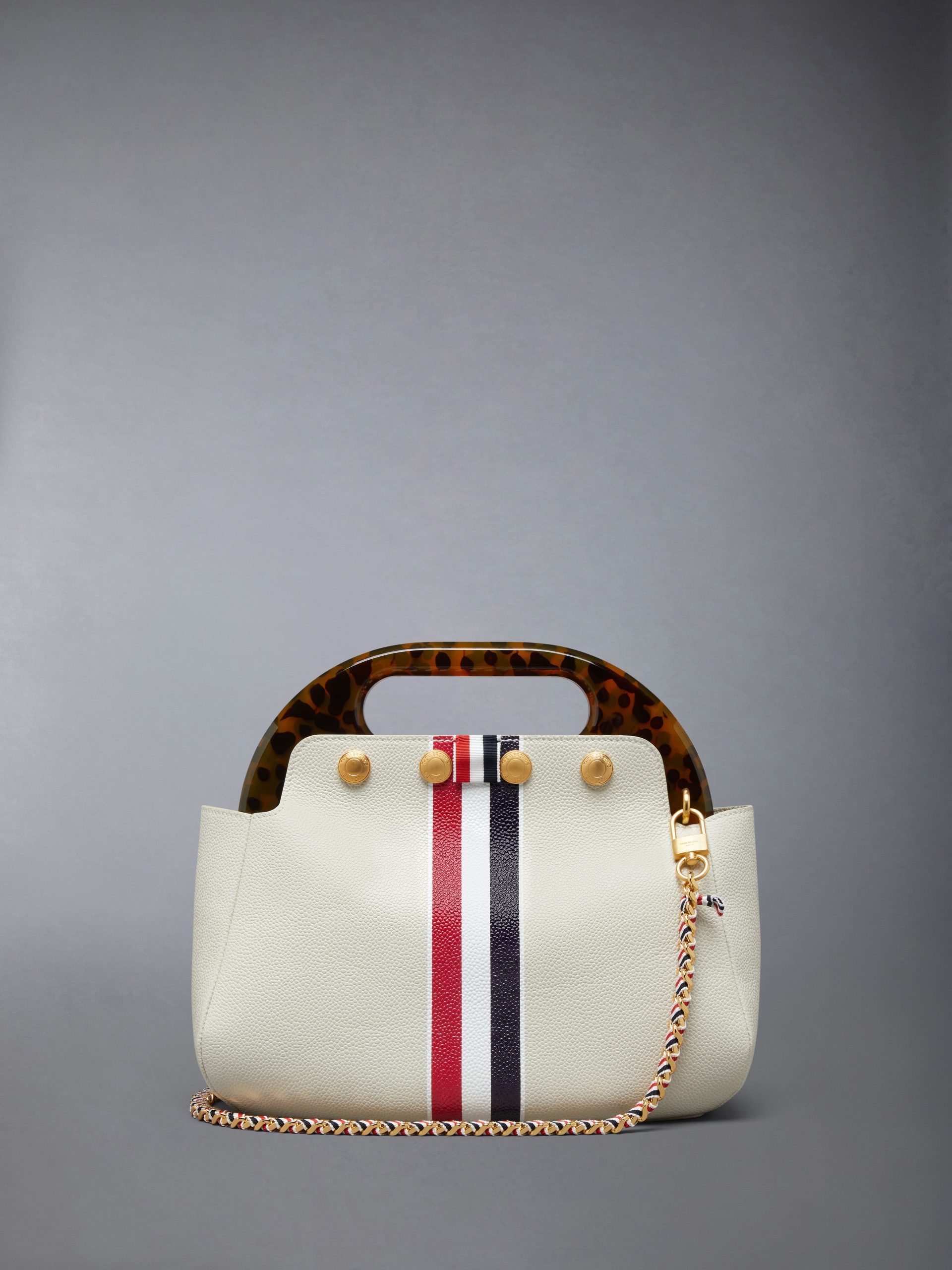 RWB STRIPE MINI TEVIOT BAG IN PEBBLE GRAIN LEATHER
