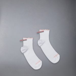 SCALLOPED EDGE POINTELLE STITCH CREW SOCKS