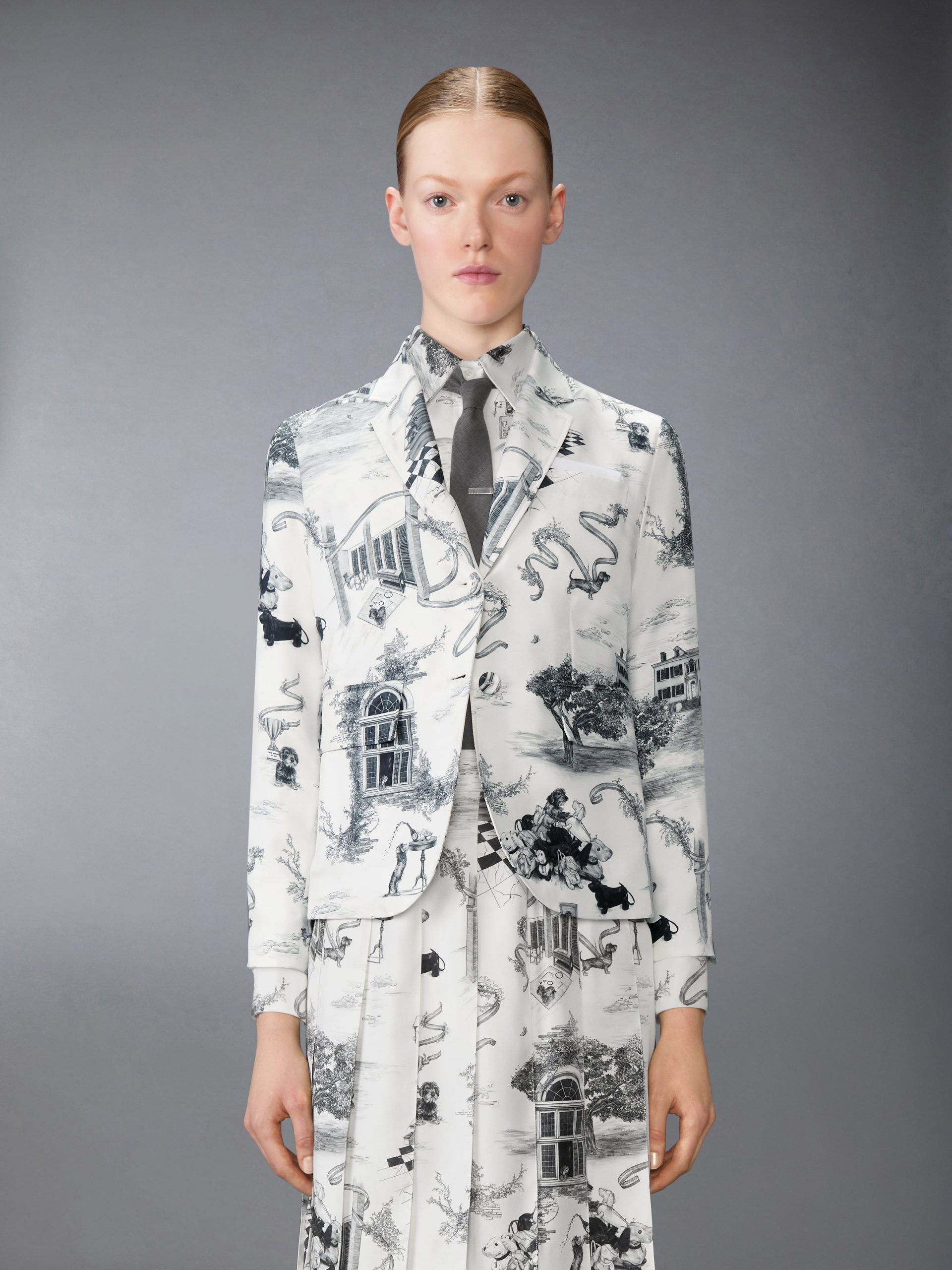 UNCONSTRUCTED SILK TWILL HECTOR TOILE SPORTCOAT