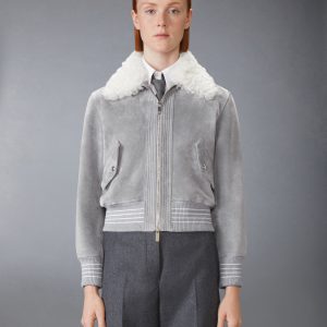 SHEARLING & SUEDE CROPPED FLIGHT JACKET