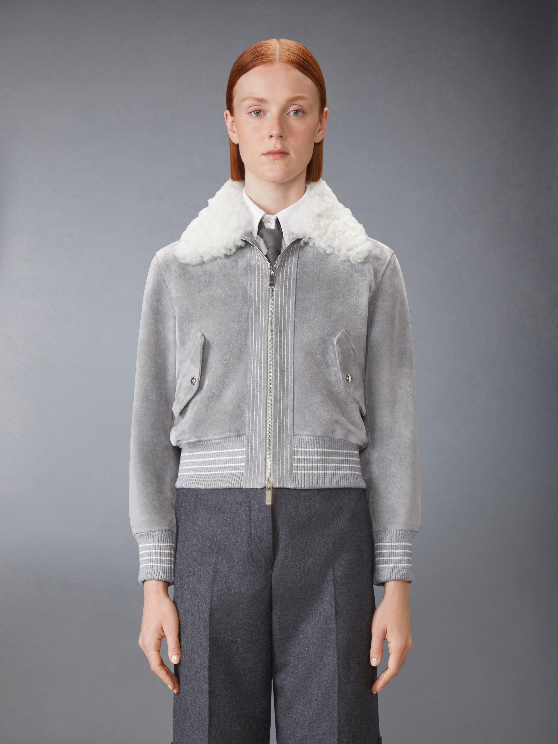 SHEARLING & SUEDE CROPPED FLIGHT JACKET