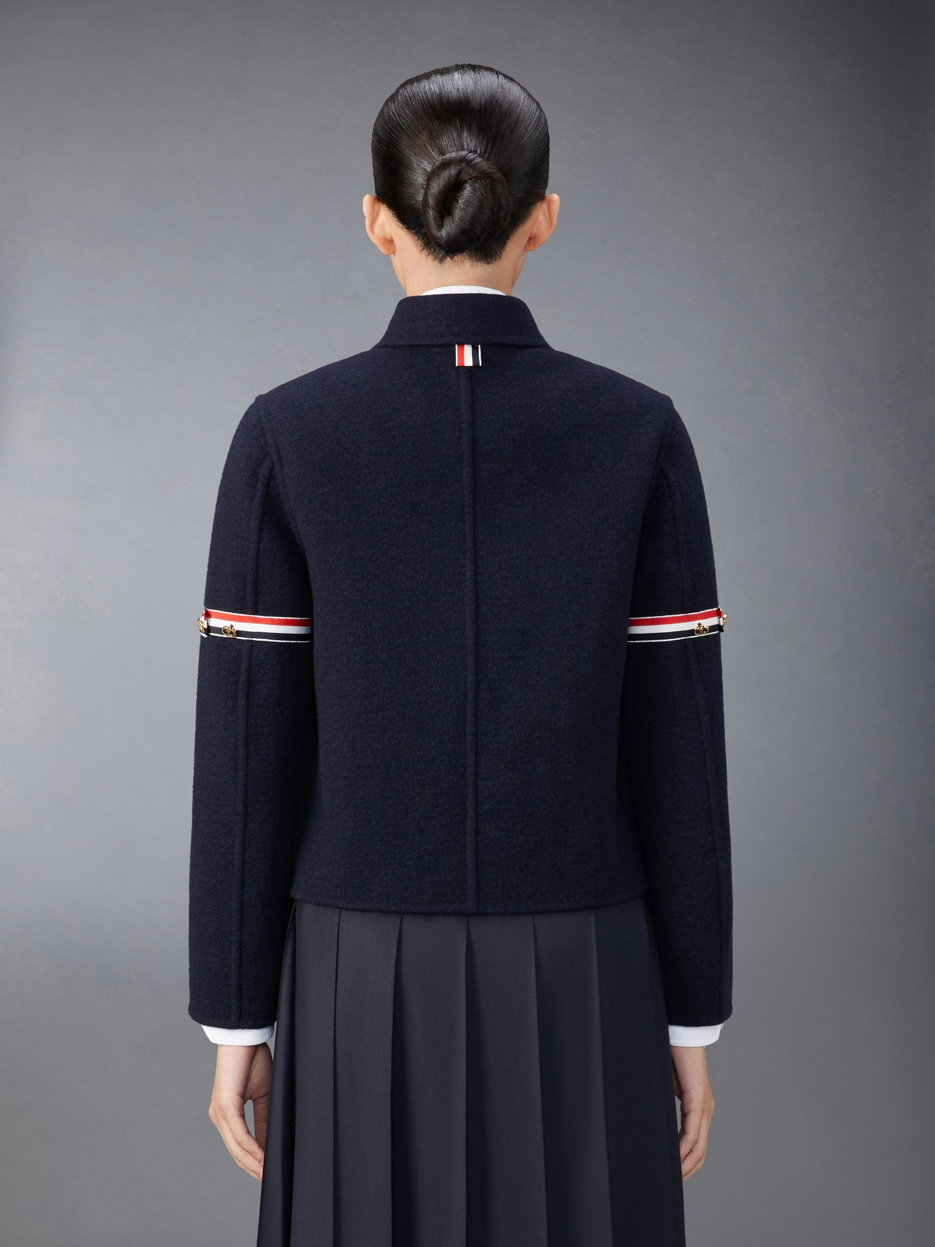 WOOL CASHMERE ARMBAND BELL SLEEVE JACKET WITH SHEARLING COLLAR - Image 4