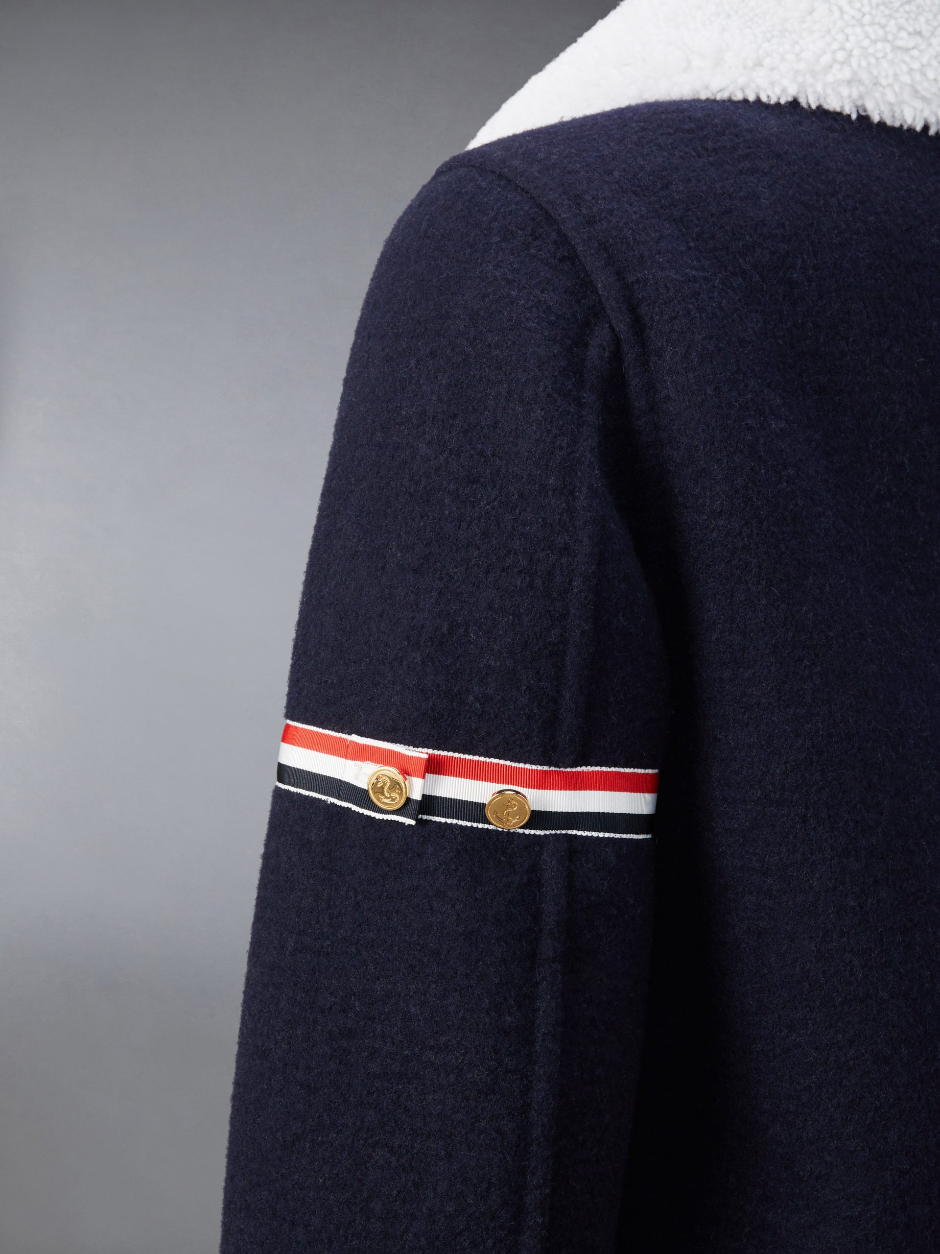 WOOL CASHMERE ARMBAND BELL SLEEVE JACKET WITH SHEARLING COLLAR - Image 7