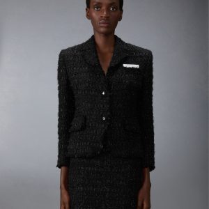 FRAYED SATIN RIBBON TWEED SPORTCOAT