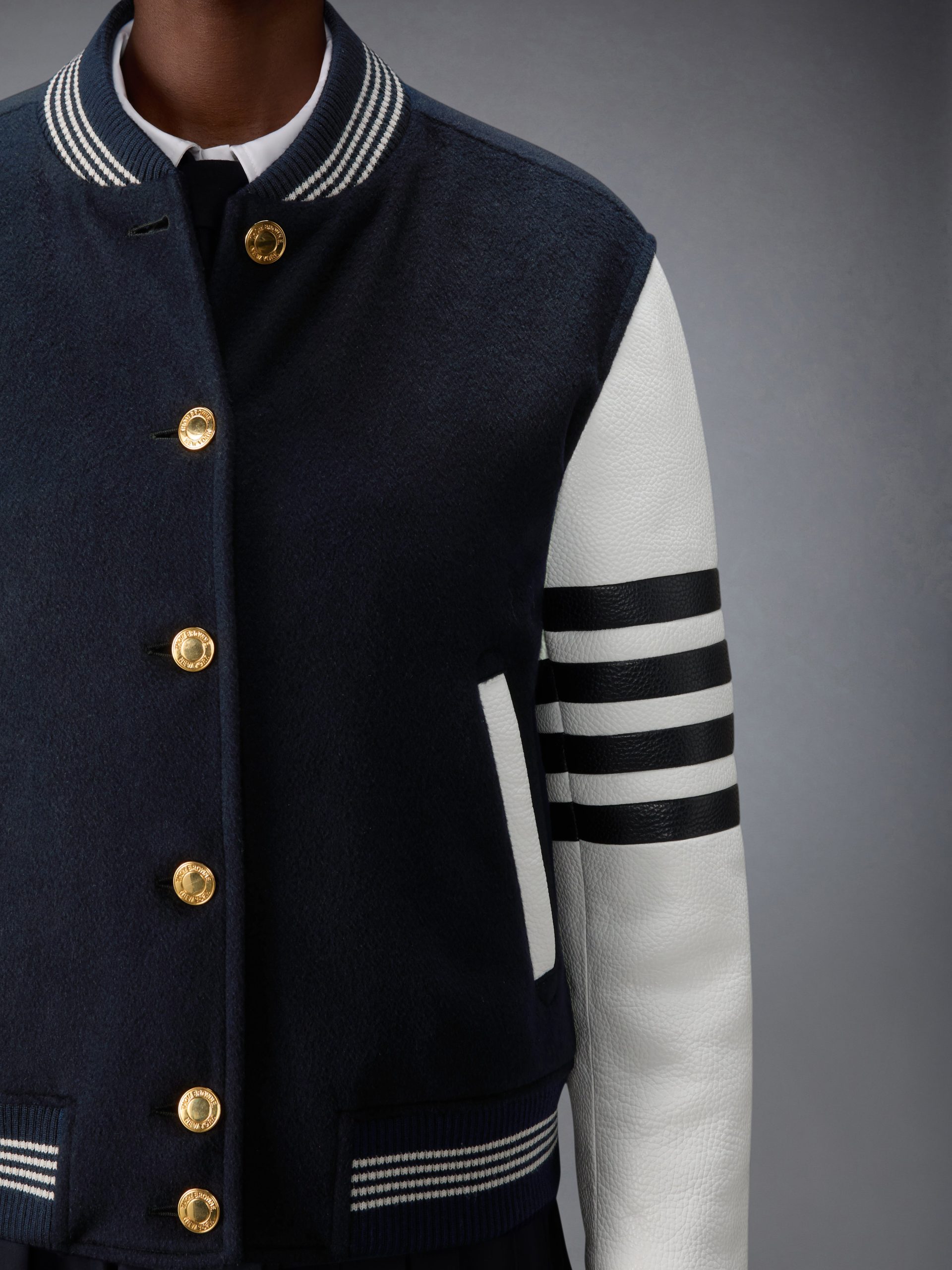 CASHMERE AND LEATHER BROWNE 65 VARSITY JACKET - Image 5