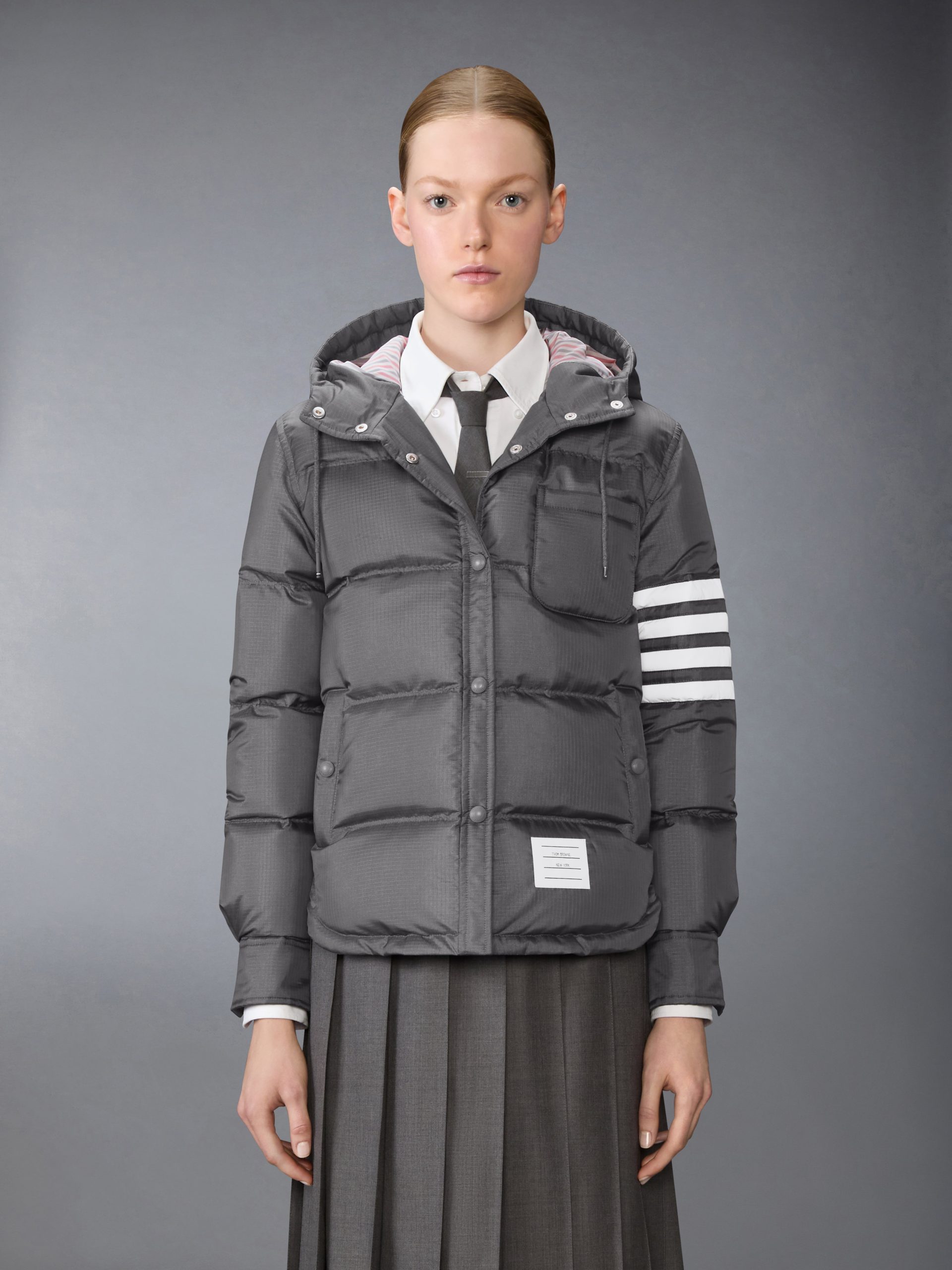 SHINY RIPSTOP LIGHTWEIGHT DOWN FILLED 4-BAR JACKET