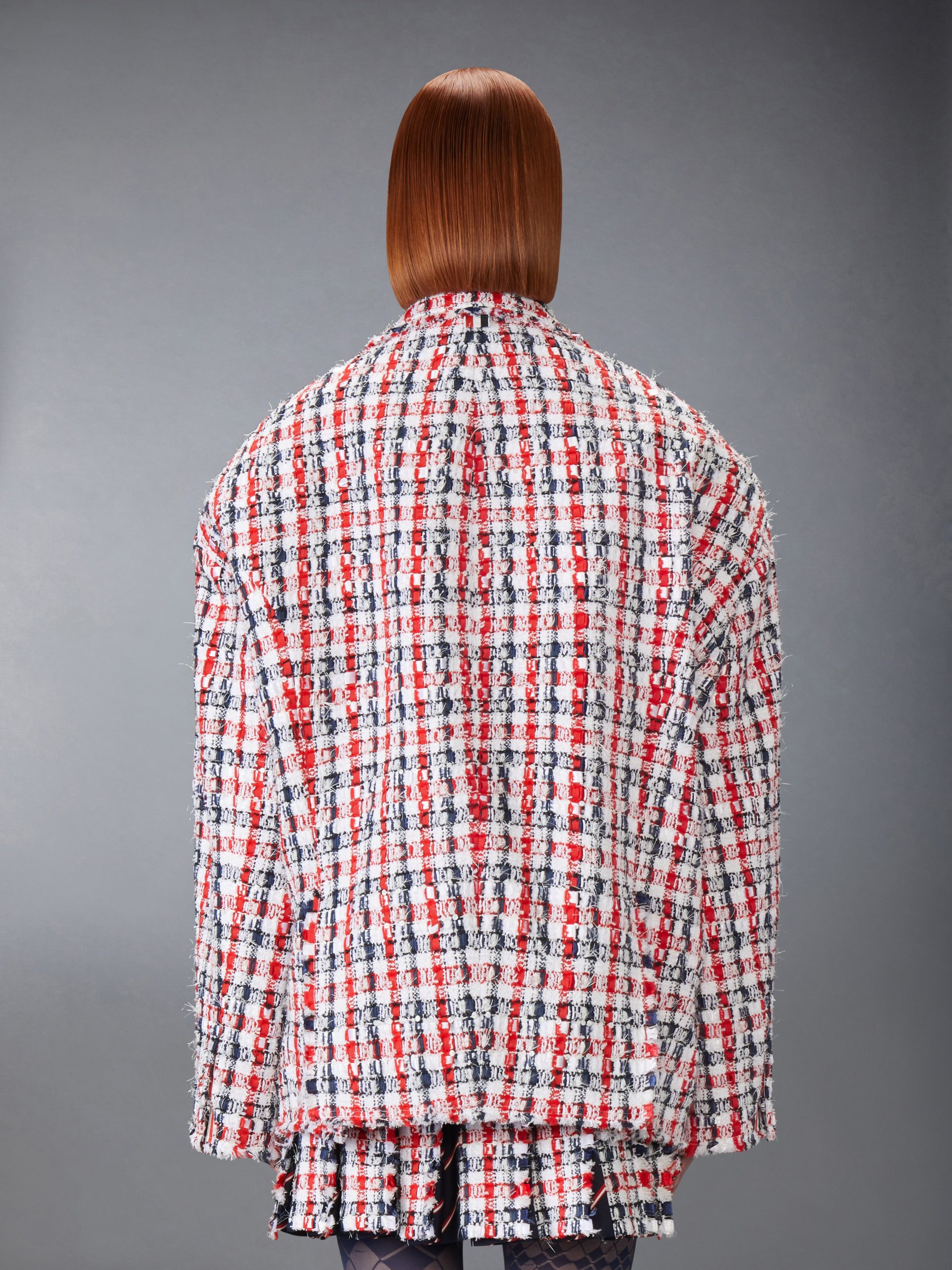 GINGHAM SATIN RIBBON TWEED COCOON SPORTCOAT - Image 2