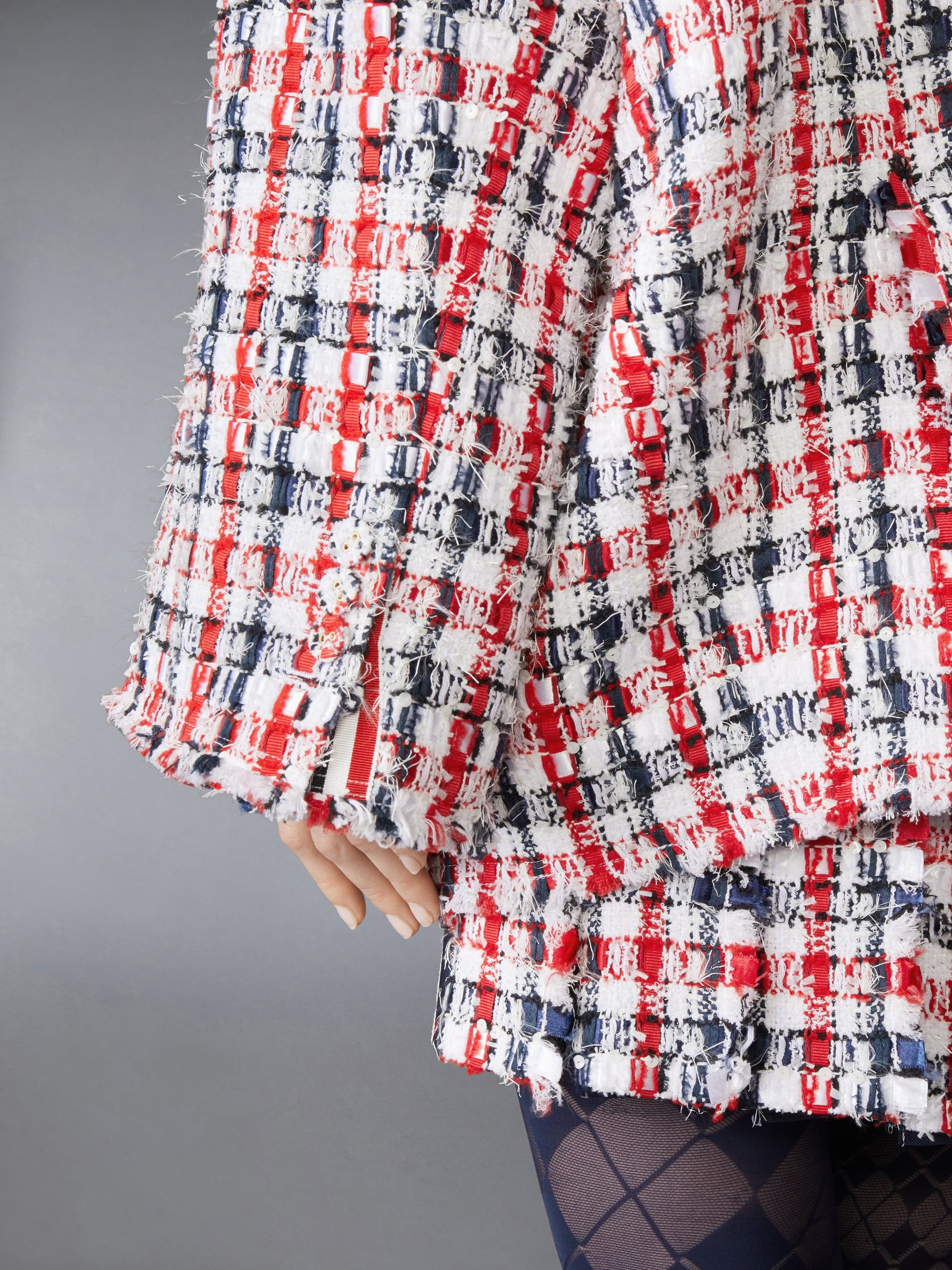 GINGHAM SATIN RIBBON TWEED COCOON SPORTCOAT - Image 5