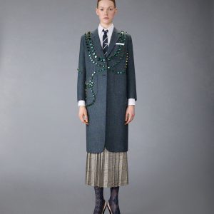 WINDOWPANE HUNTING TWEED TROMPE L'OEIL JACKET WITH SWAROVSKI CRYSTAL
