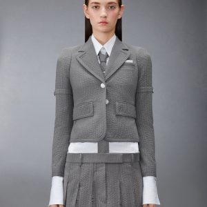 WOOL SEERSUCKER CROPPED JACKET