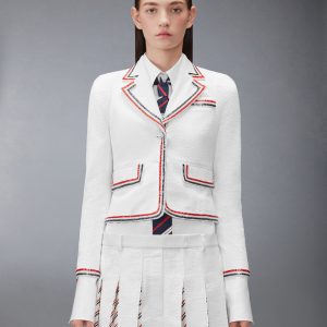 SOLID SEERSUCKER CROPPED JACKET