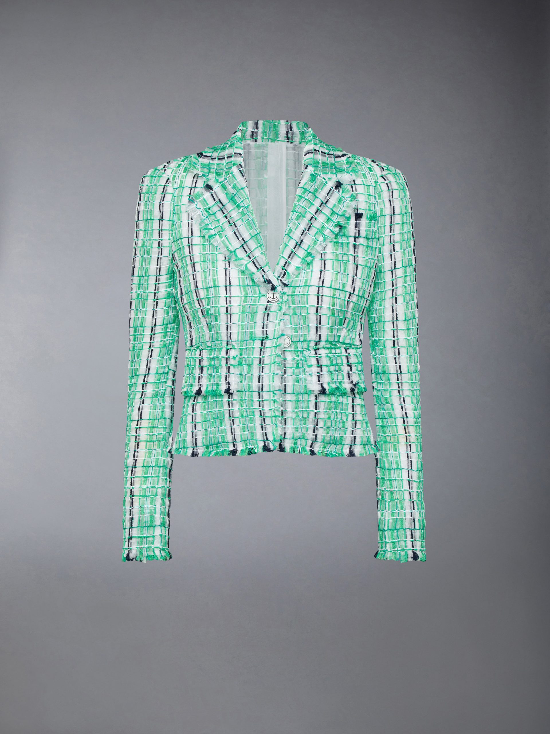 STRIPED SHEER TWEED CROPPED JACKET - Image 7