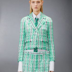 STRIPED SHEER TWEED CROPPED JACKET