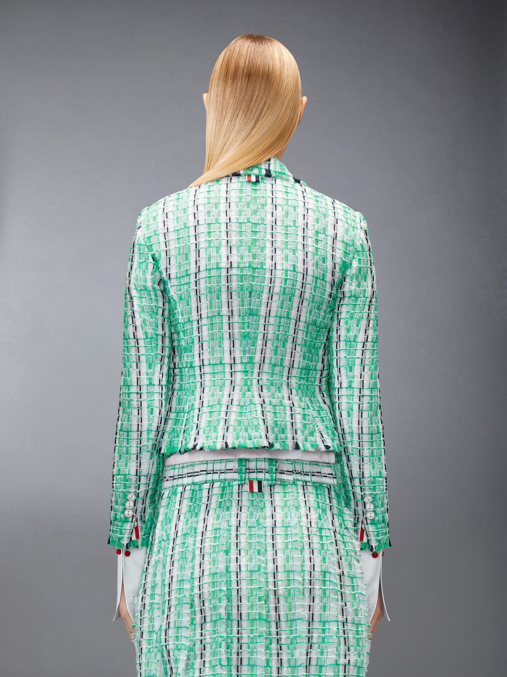 STRIPED SHEER TWEED CROPPED JACKET - Image 2