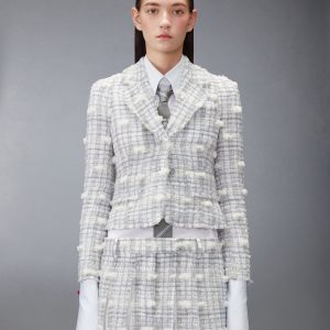 REPP STRIPE POUF TWEED CROPPED JACKET