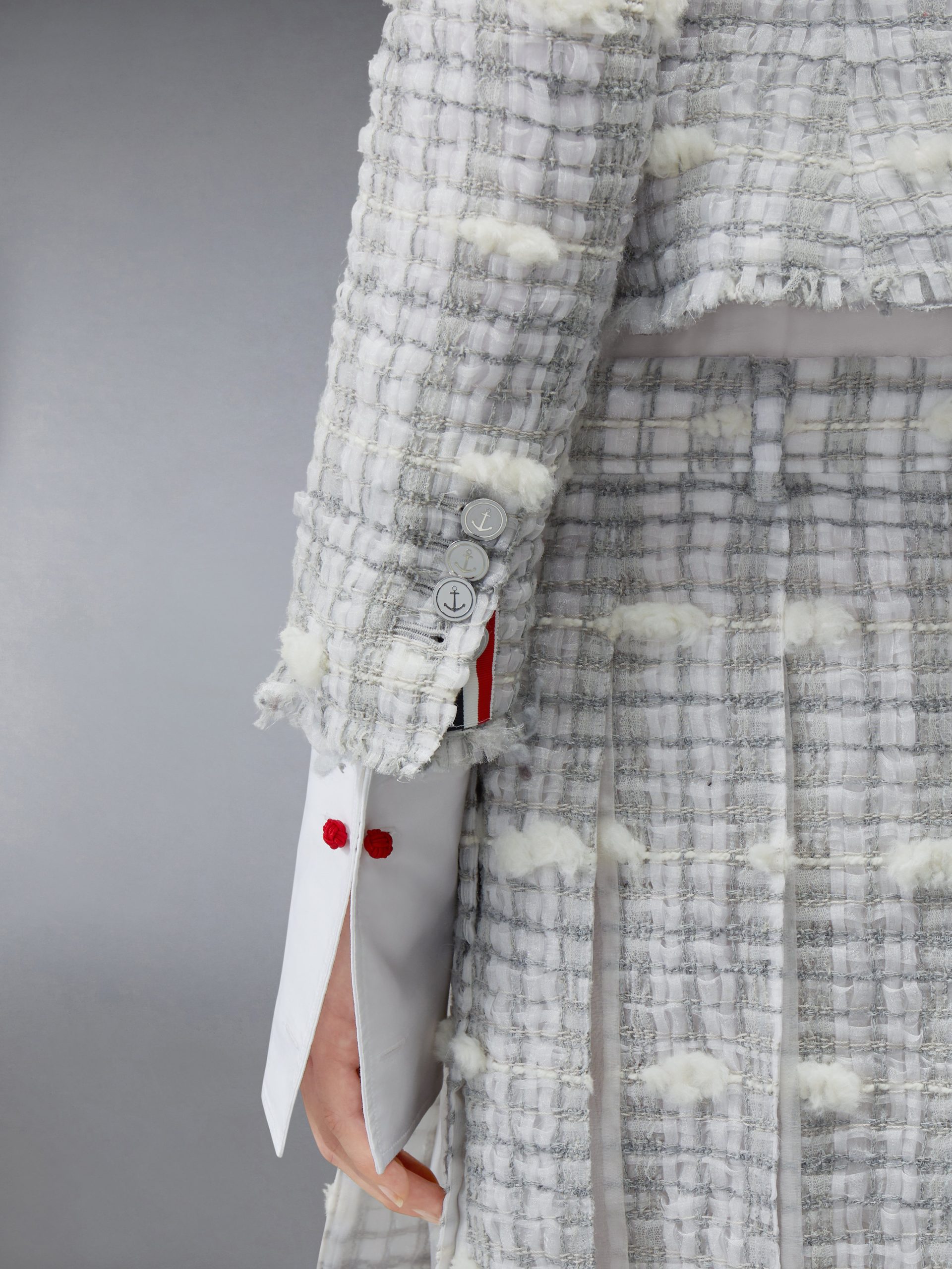 REPP STRIPE POUF TWEED CROPPED JACKET - Image 4