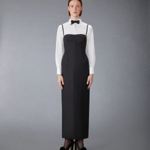 2-PLY FRESCO TIPPING CORSET PENCIL DRESS