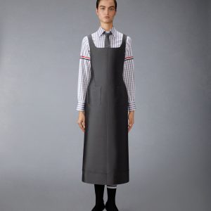 WOOL AND SILK SQUARE NECK COLUMN DRESS