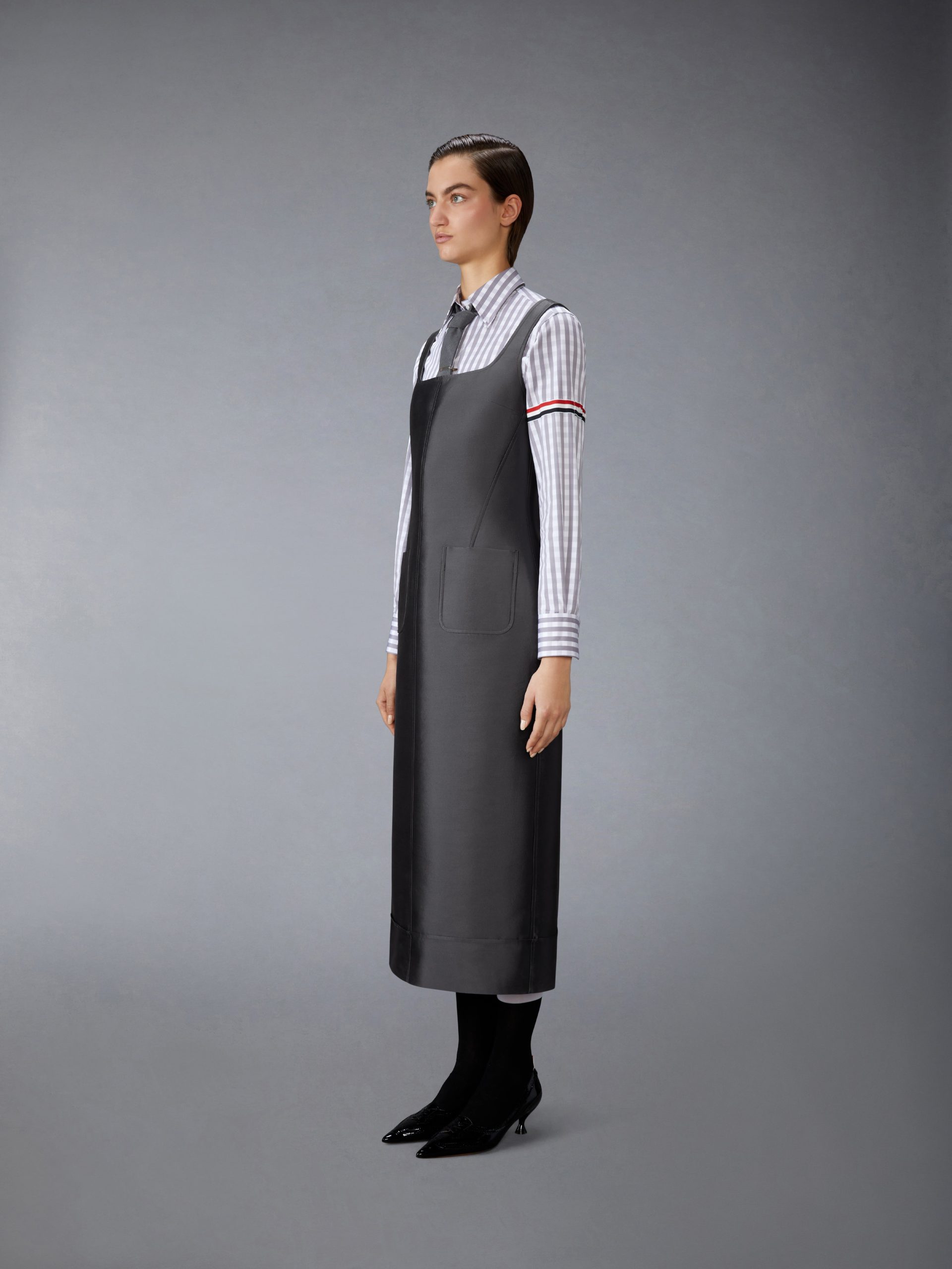 WOOL AND SILK SQUARE NECK COLUMN DRESS - Image 2