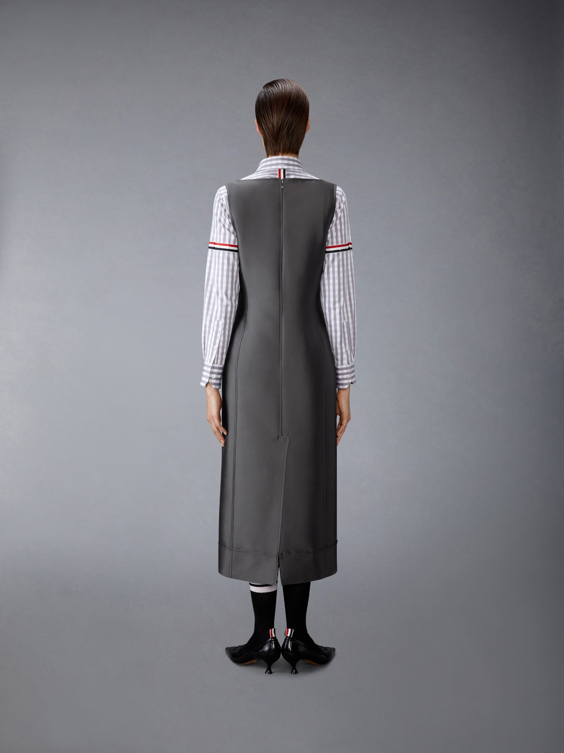 WOOL AND SILK SQUARE NECK COLUMN DRESS - Image 5