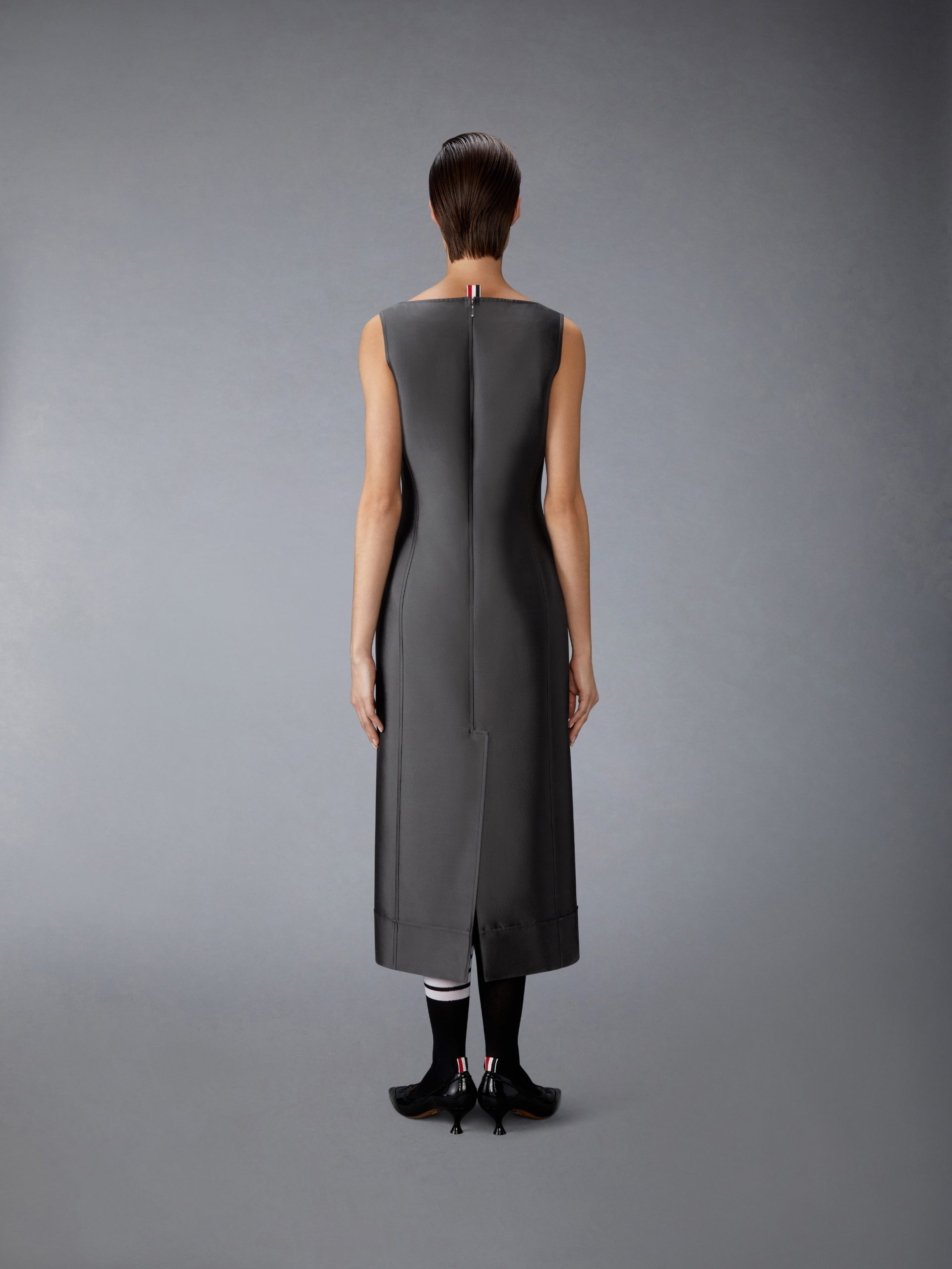 WOOL AND SILK SQUARE NECK COLUMN DRESS - Image 6