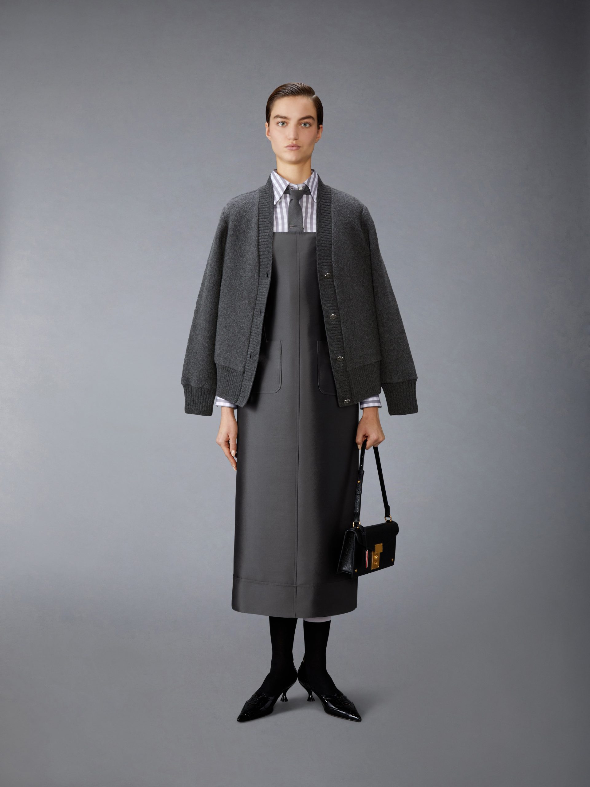 WOOL AND SILK SQUARE NECK COLUMN DRESS - Image 7