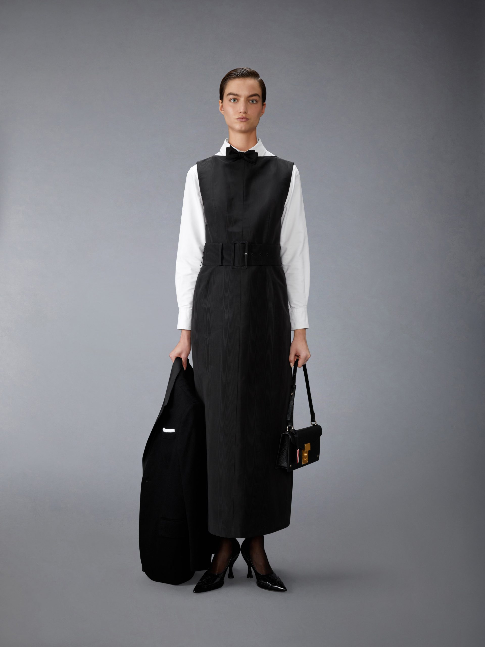 SILK MOIRE BOAT NECK COLUMN DRESS - Image 6