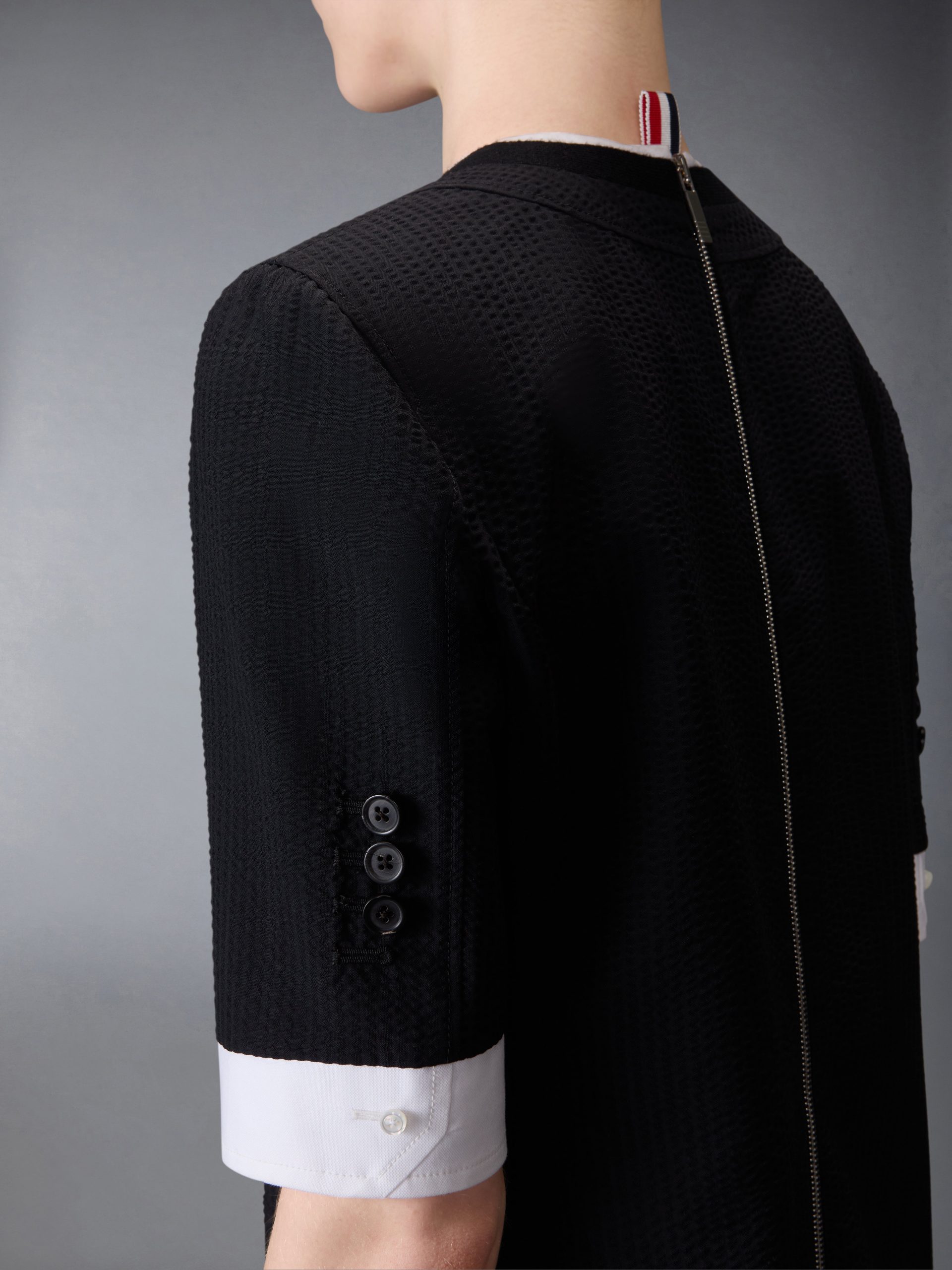 WOOL SEERSUCKER TROMPE L'ŒIL SACK MINI DRESS - Image 6