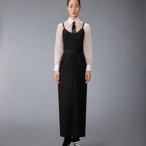 WHIPCORD SATIN TIPPED CORSET DRESS