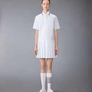 HAIRLINE 4-BAR PLEATED POLO MINI DRESS