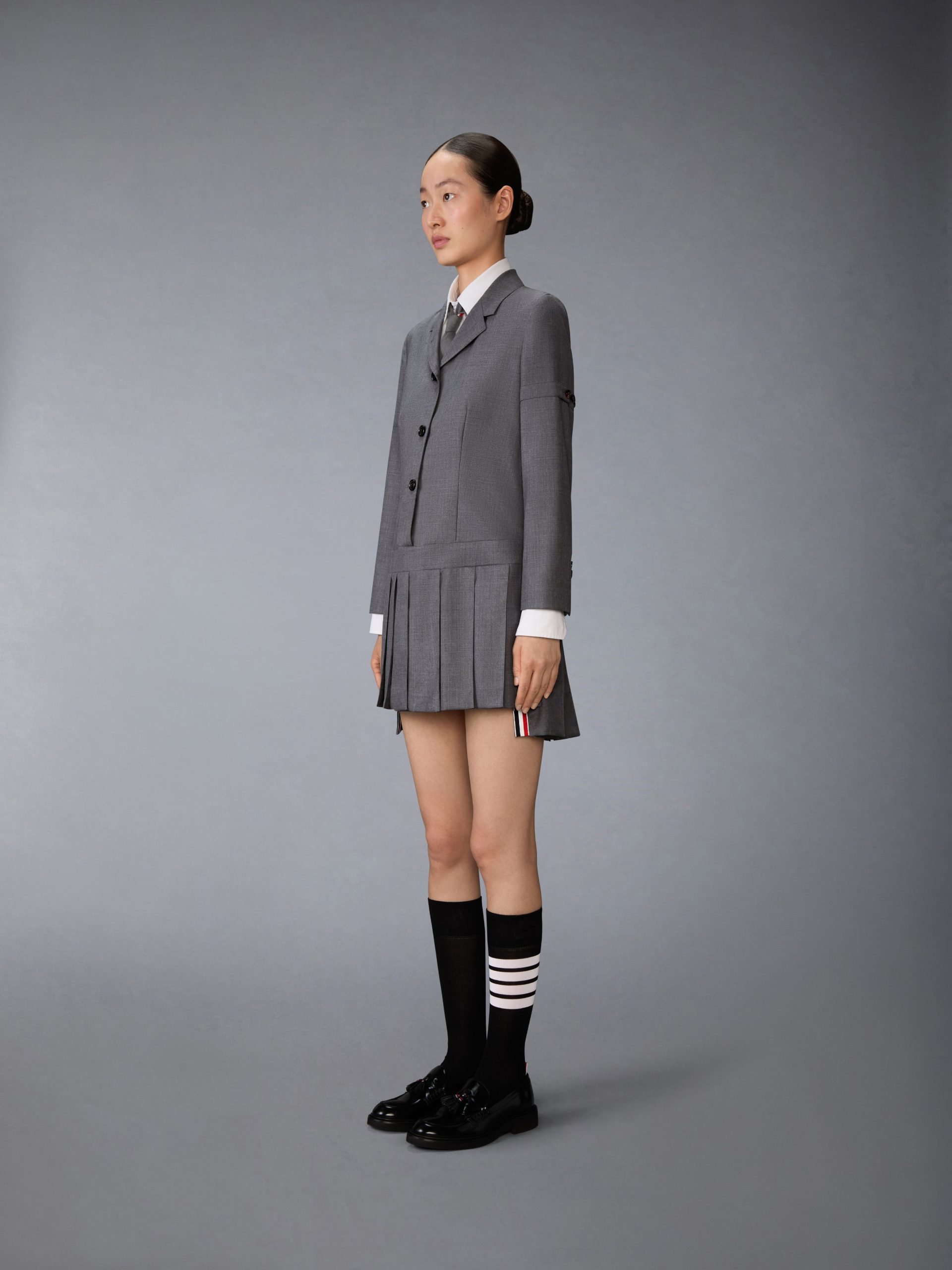 SUPER 120'S TWILL SPORTCOAT PLEATED MINI DRESS - Image 3