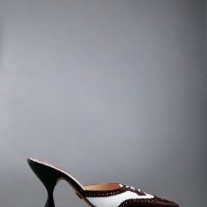 SOFT SPAZZOLATO SHINY CALF HEELED MULE 75MM