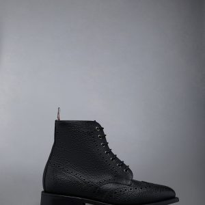 PEBBLE GRAIN LEATHER SOLE WINGTIP BROGUE BOOT