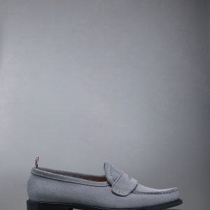 CALF SUEDE PLEATED VARSITY LOAFER